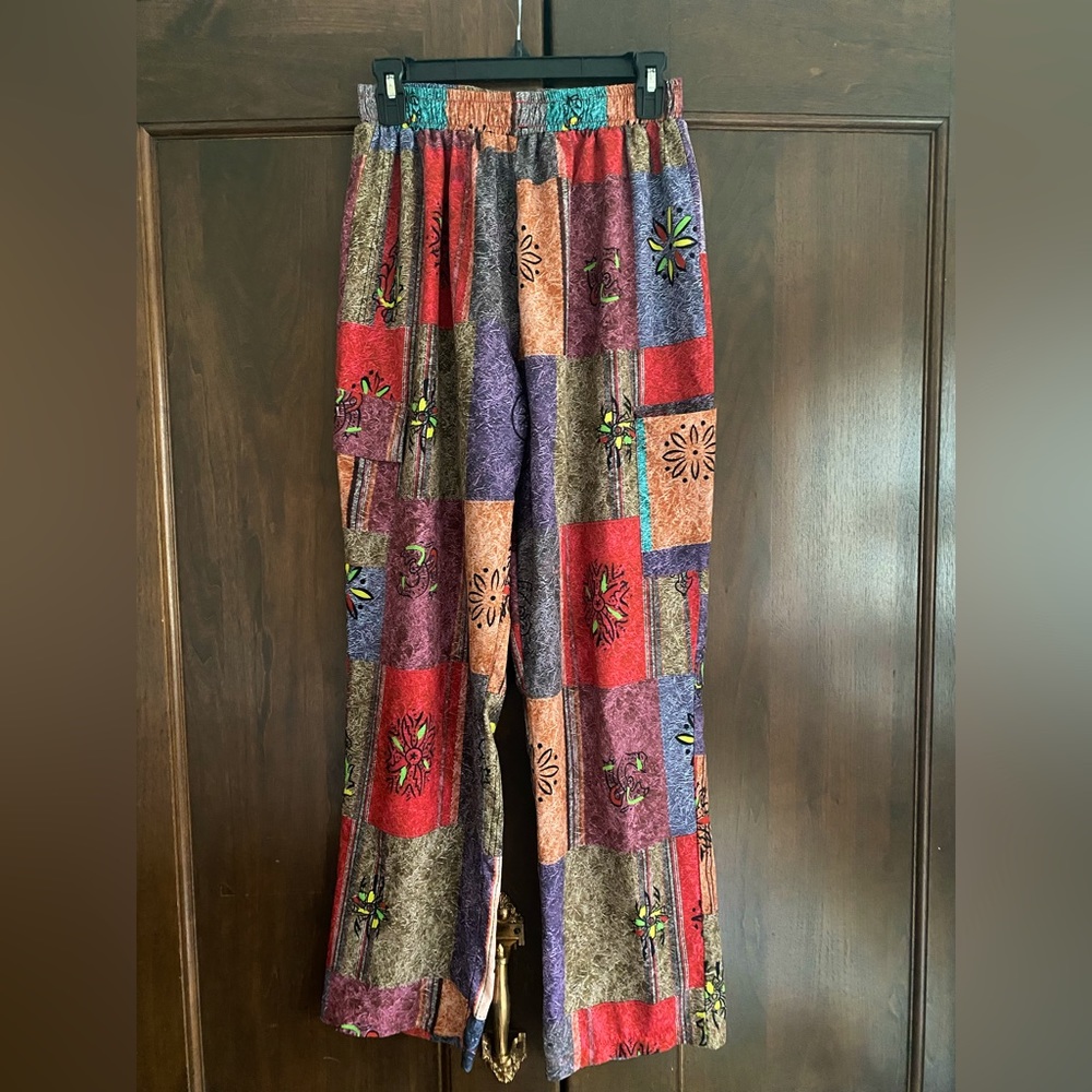 Patchwork Pattern Hippie Pants - image 1